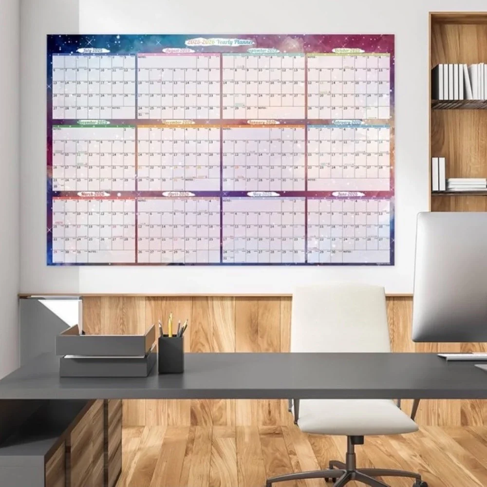 2025-2027 Dry Erase Wall Calendar 48x32 Laminated 2 Year Planner Azure Starry